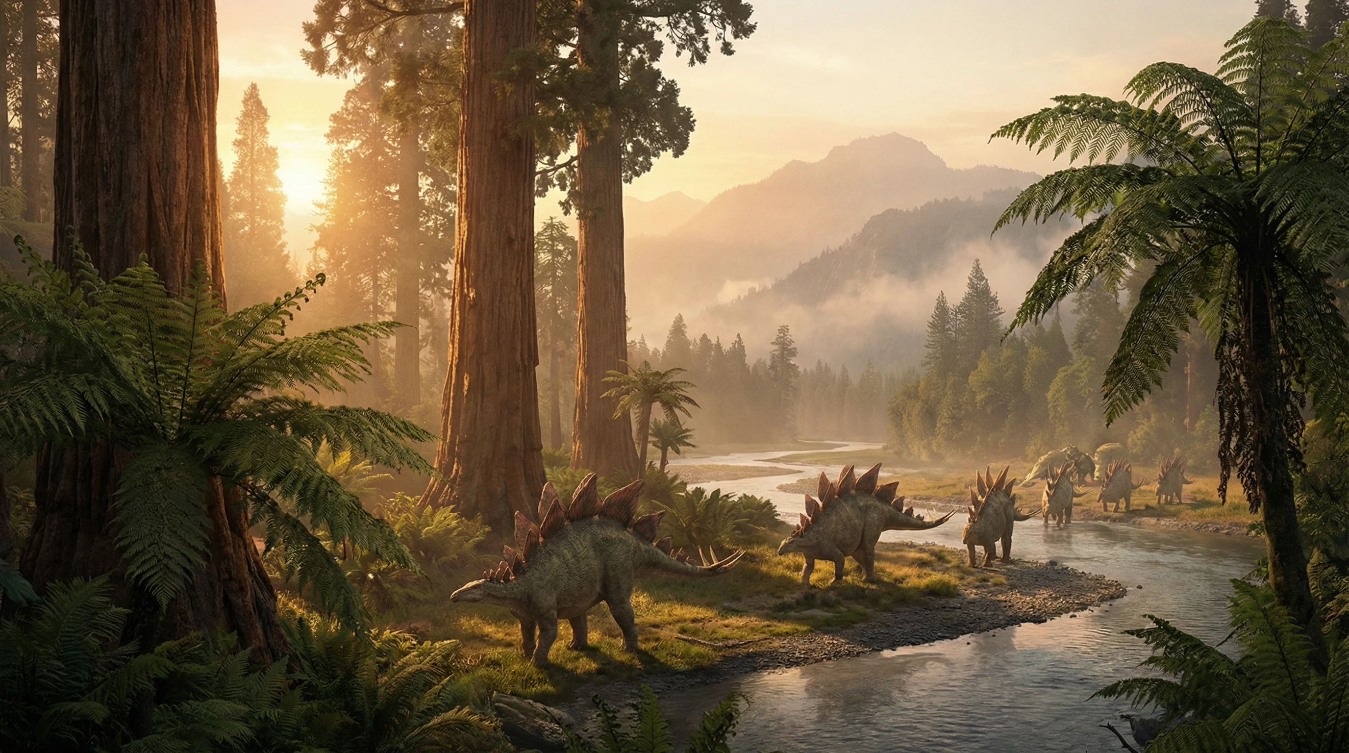 史前黄昏中漫步的剑龙群，侏罗纪棋牌探险营 24棋牌 摄影展作品